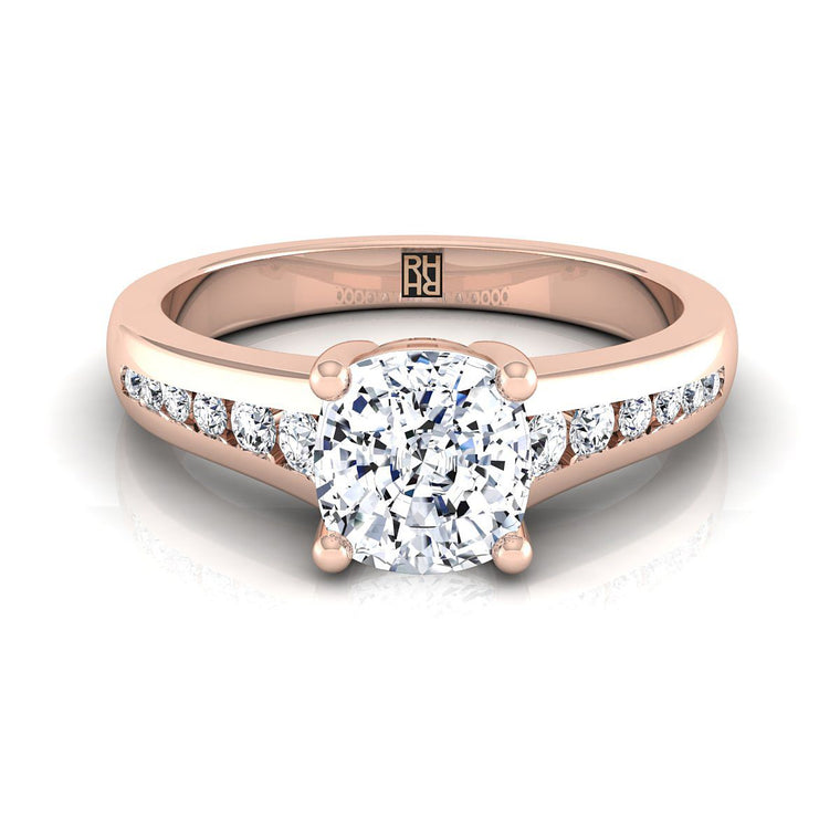 The Stevie Contemporary Channel Cushion Cut Engagement Ring Setting in 14K Rose Gold