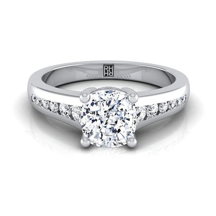 The Stevie Select Channel Set Cushion Cut Lab Diamond Engagement Ring in Platinum