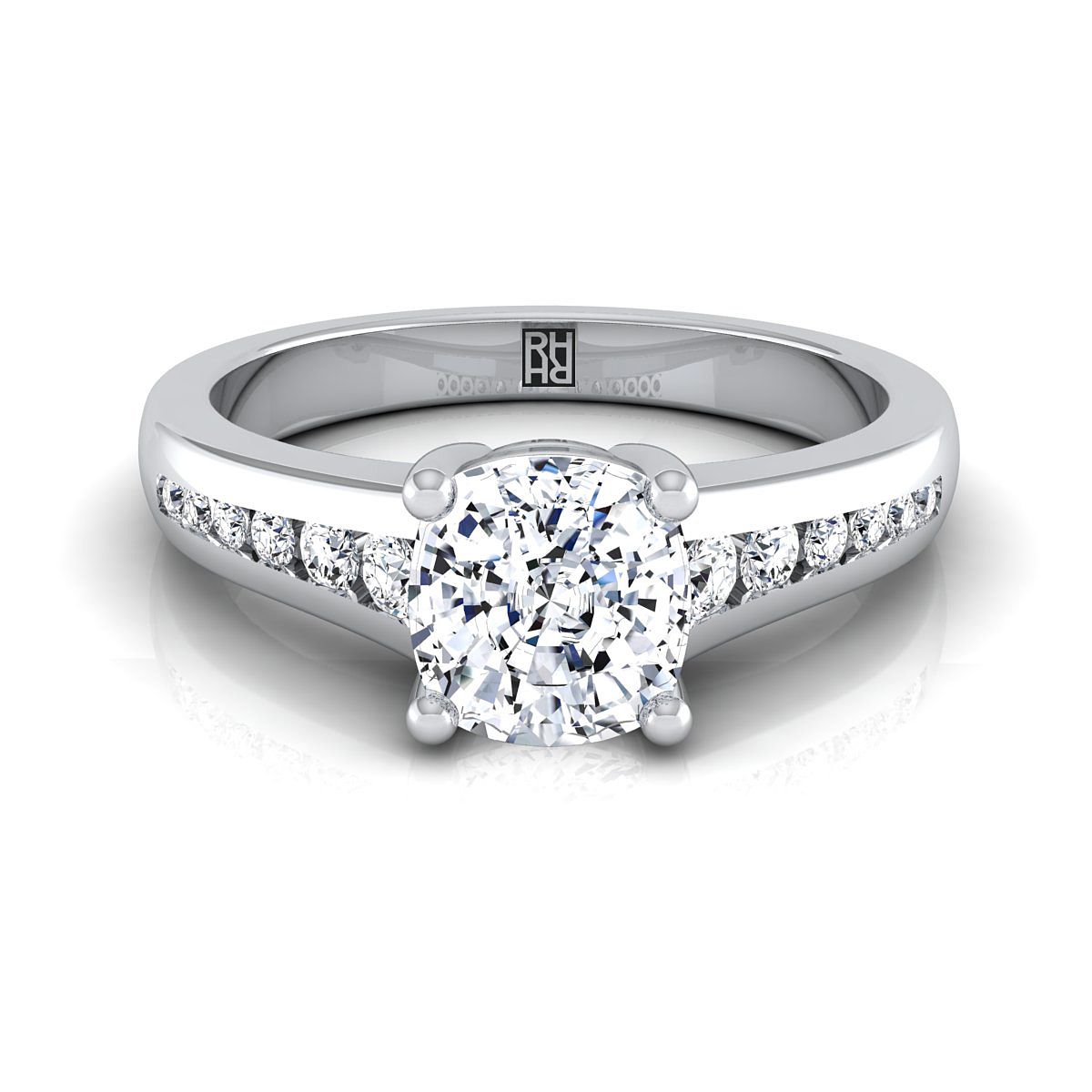 The Stevie cushion engagement ring setting in 18K White Gold | RockHer