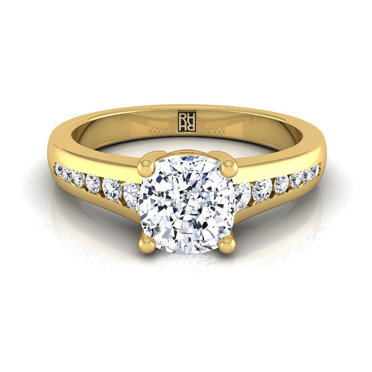 The Stevie Select Channel Set Cushion Cut Lab Diamond Engagement Ring in 18K Yellow Gold