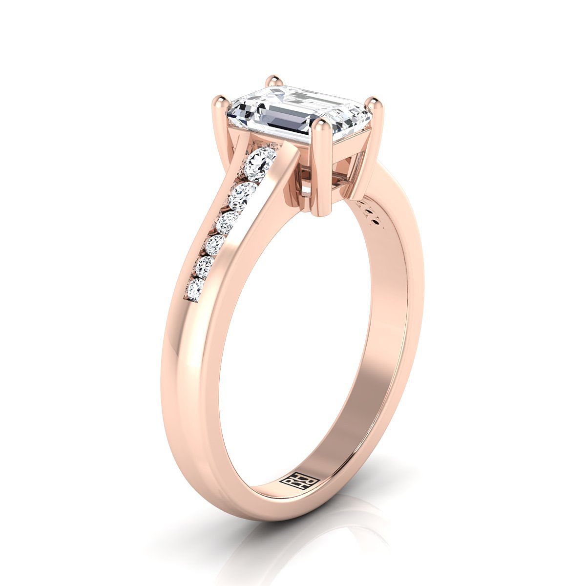 Select Channel Set Cut styling on The Stevie emerald engagement ring setting | RockHer