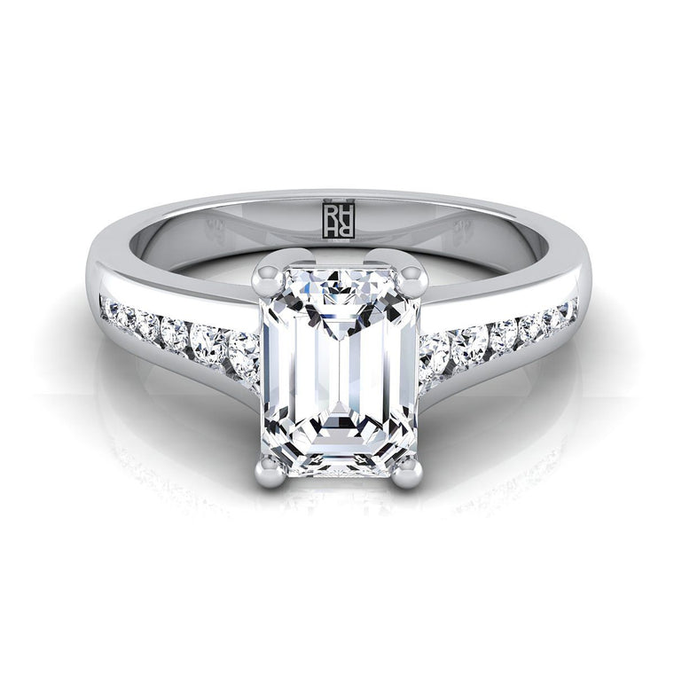 The Stevie Contemporary Channel Emerald Cut Engagement Ring Setting in Platinum
