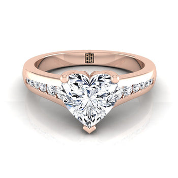 The Stevie Contemporary Channel Heart Engagement Ring Setting in 14K Rose Gold
