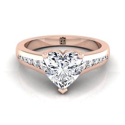 Contemporary Tapered Channel Heart Shape, in 14K Rose Gold | RockHer