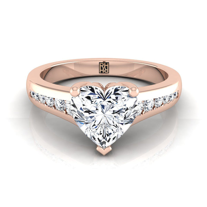 Contemporary Tapered Channel Heart Shape, in 14K Rose Gold | RockHer