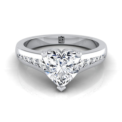 Contemporary Tapered Channel Heart Shape, in Platinum – view 8 | RockHer