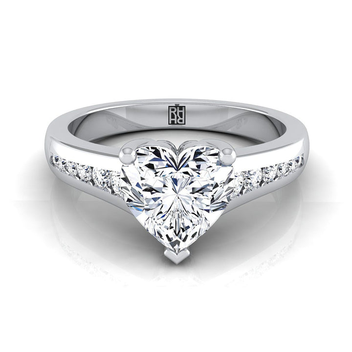 Contemporary Tapered Channel Heart Shape, in 18K White Gold – view 8 | RockHer