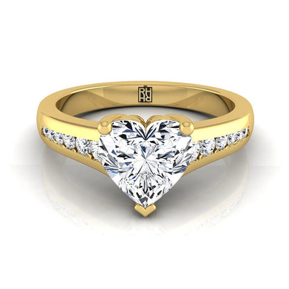 Stevie Select contemporary tapered channel heart shape heart shape ring in 14K Yellow Gold — view — RockHer
