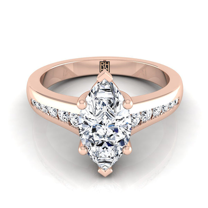 Contemporary Tapered Channel Marquise, in 14K Rose Gold | RockHer