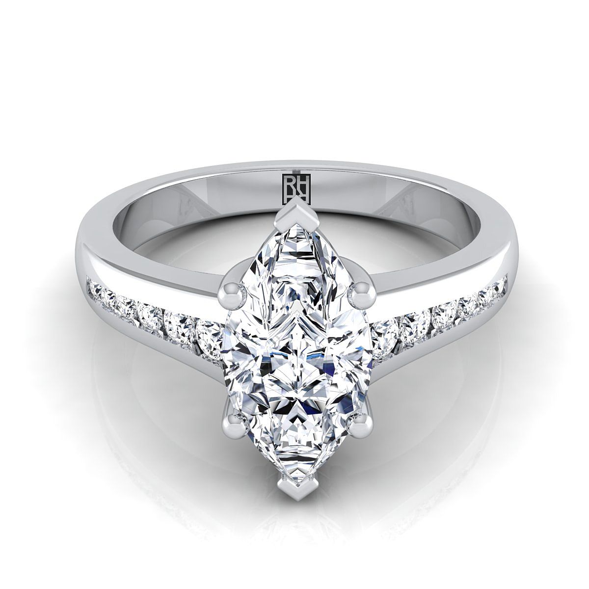 The Stevie marquise engagement ring setting in 18K White Gold | RockHer
