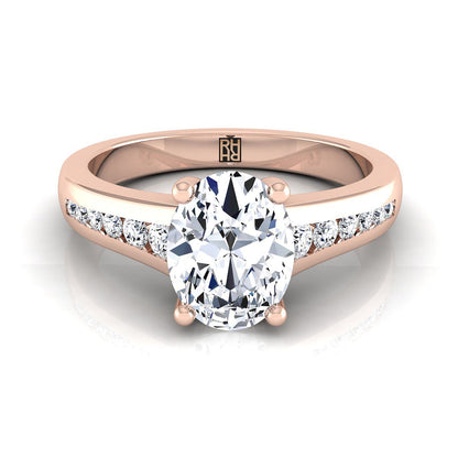 Contemporary Tapered Channel Oval, in 14K Rose Gold | RockHer