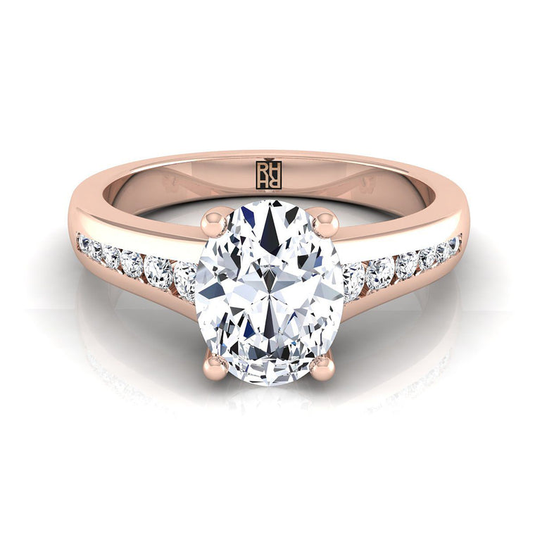 The Stevie Select Channel Set Oval Lab Diamond Engagement Ring in 14K Rose Gold
