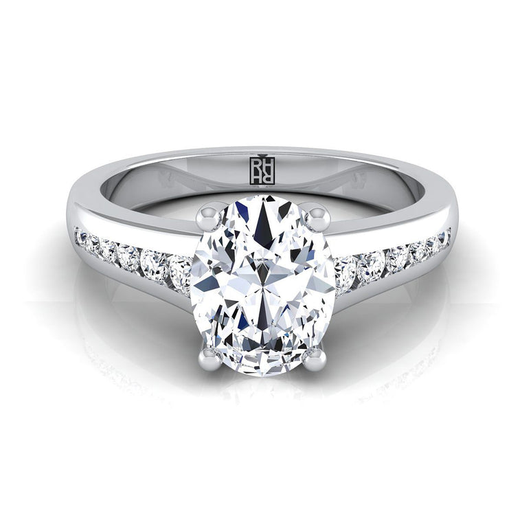 The Stevie Select Channel Set Oval Lab Diamond Engagement Ring in 18K White Gold