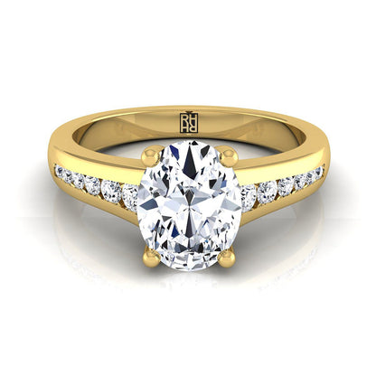 Contemporary Tapered Channel Oval, in 18K Yellow Gold | RockHer