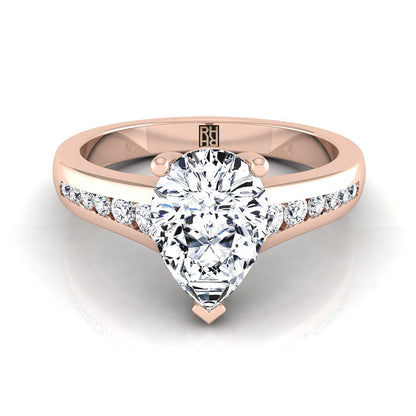 Contemporary Tapered Channel Pear Shape, in 14K Rose Gold | RockHer