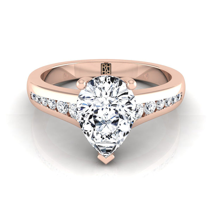 Contemporary Tapered Channel Pear Shape, in 14K Rose Gold | RockHer
