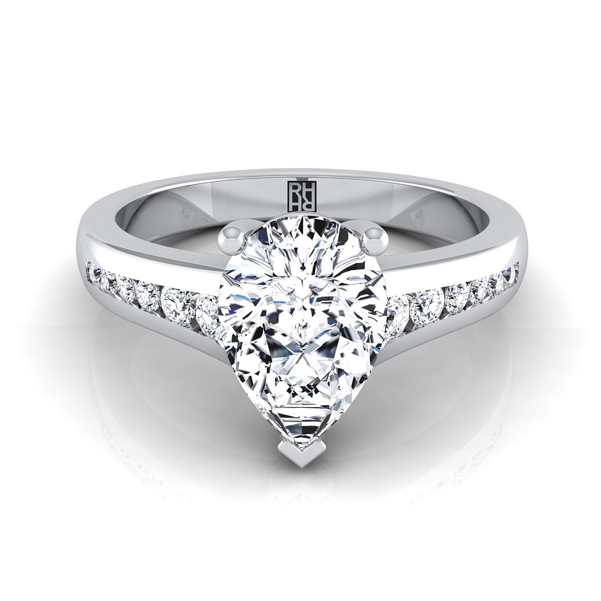 The Stevie pear engagement ring setting in 18K White Gold | RockHer