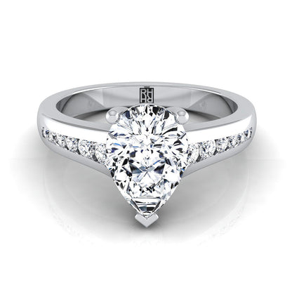 Contemporary Tapered Channel Pear Shape, in 18K White Gold | RockHer