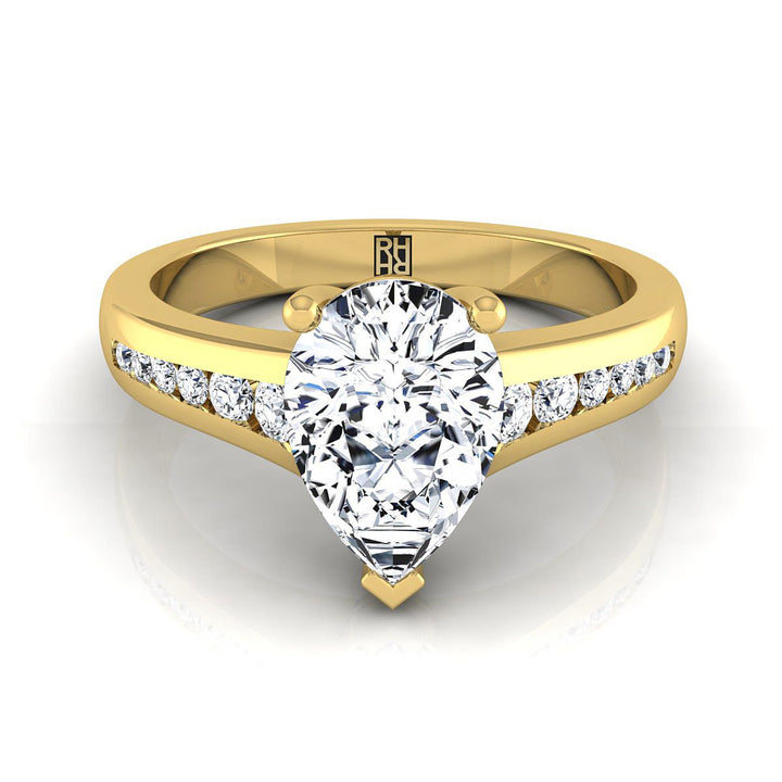 Contemporary Tapered Channel Pear Shape, in 18K Yellow Gold | RockHer