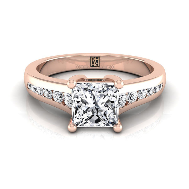 Contemporary Tapered Channel Princess, in 14K Rose Gold | RockHer