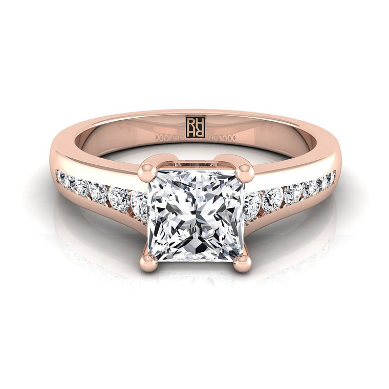 The Stevie Select Channel Set Princess Cut Lab Diamond Engagement Ring in 14K Rose Gold