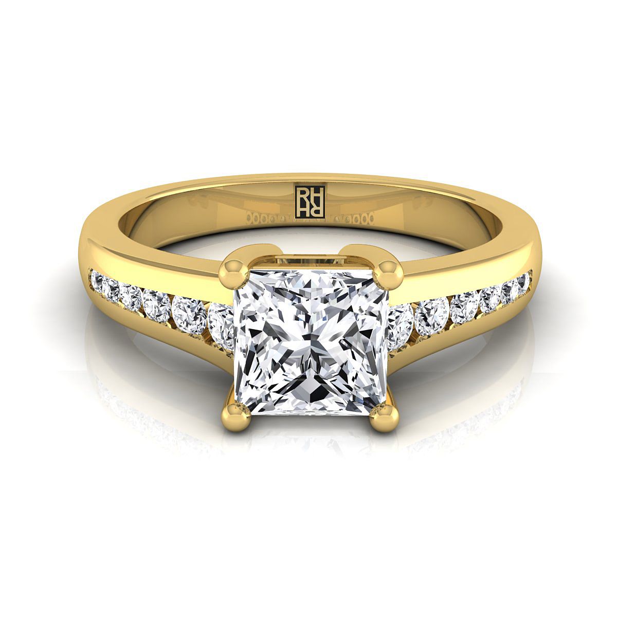The Stevie princess engagement ring setting in 18K Yellow Gold | RockHer