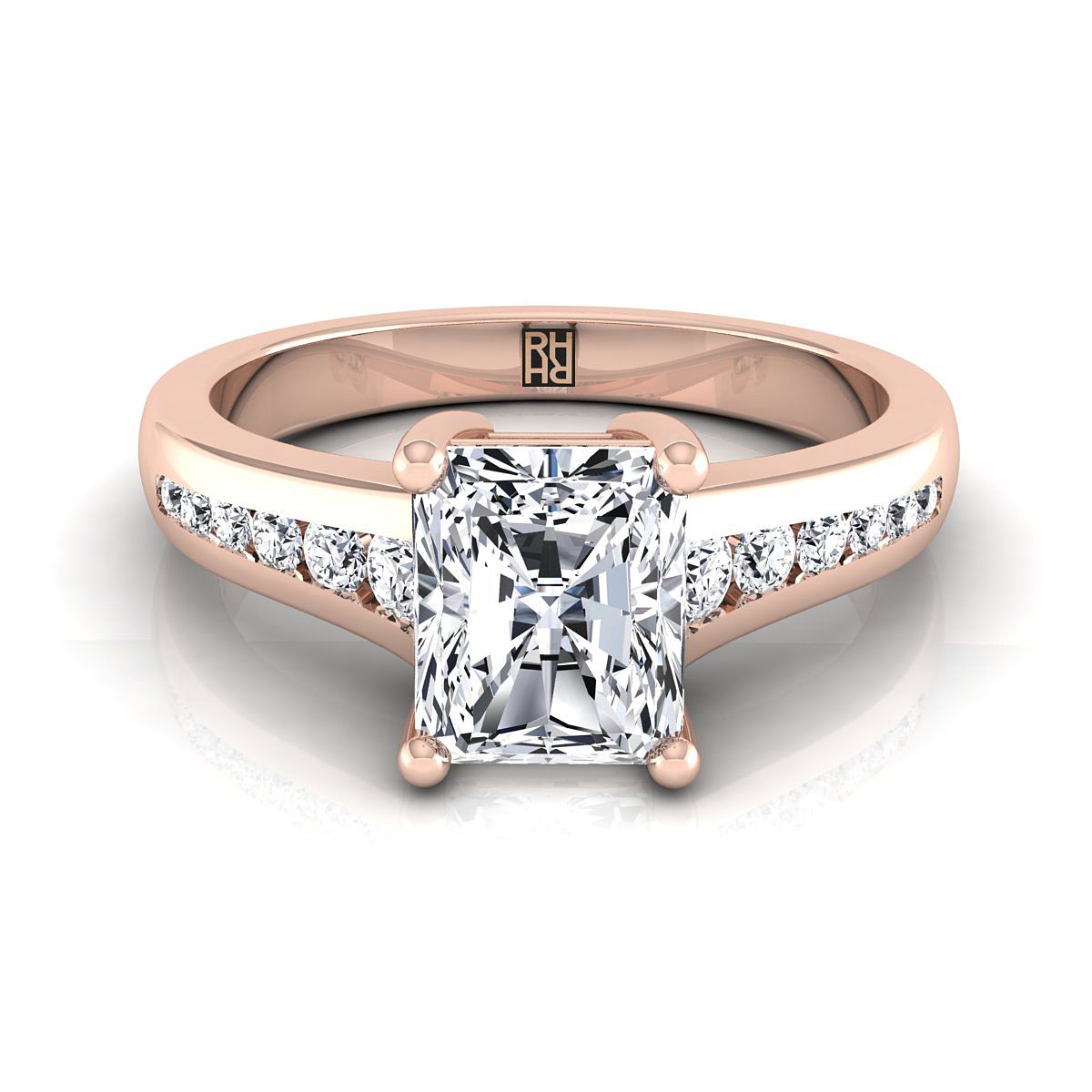 The Stevie radiant engagement ring setting in 14K Rose Gold | RockHer
