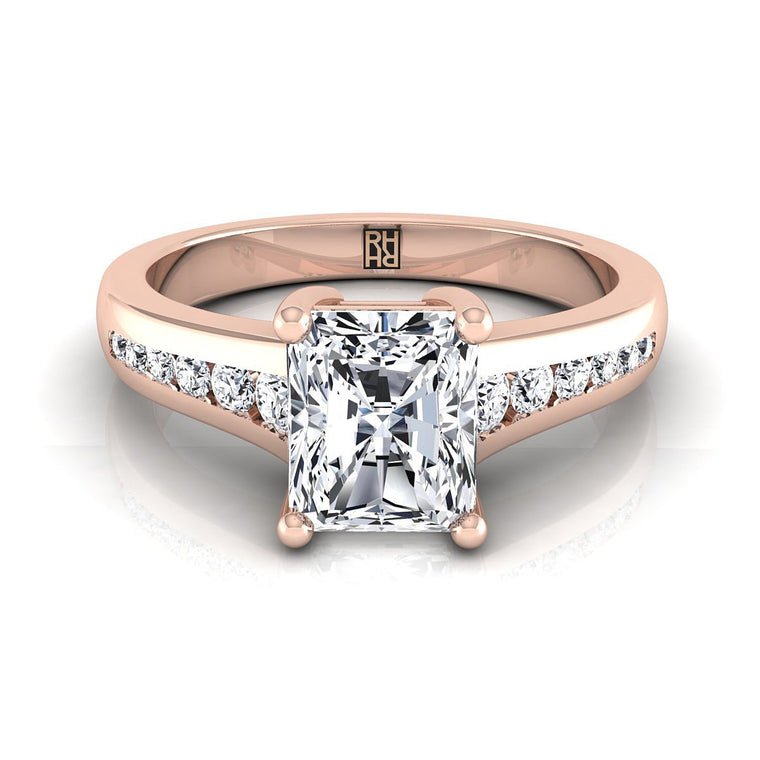 The Stevie Contemporary Channel Radiant Cut Engagement Ring Setting in 14K Rose Gold