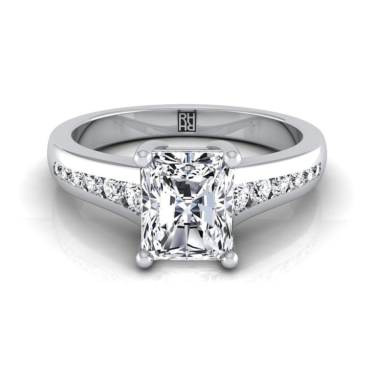 The Stevie Contemporary Channel Radiant Cut Engagement Ring Setting in Platinum