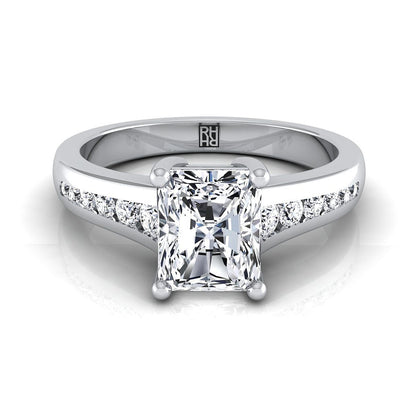 Contemporary Tapered Channel Radiant, in 18K White Gold | RockHer