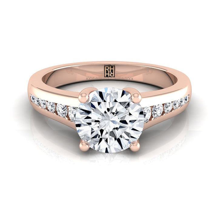 Round Brilliant, Contemporary Tapered Channel, in 14K Rose Gold | RockHer