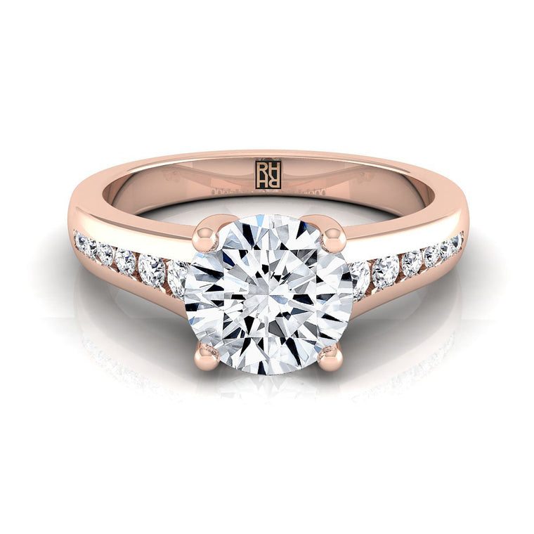 The Stevie Contemporary Channel Round Engagement Ring Setting in 14K Rose Gold