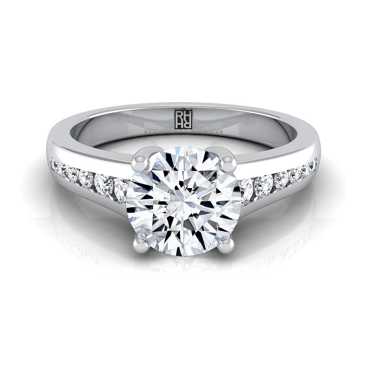 The Stevie round engagement ring setting in 18K White Gold | RockHer
