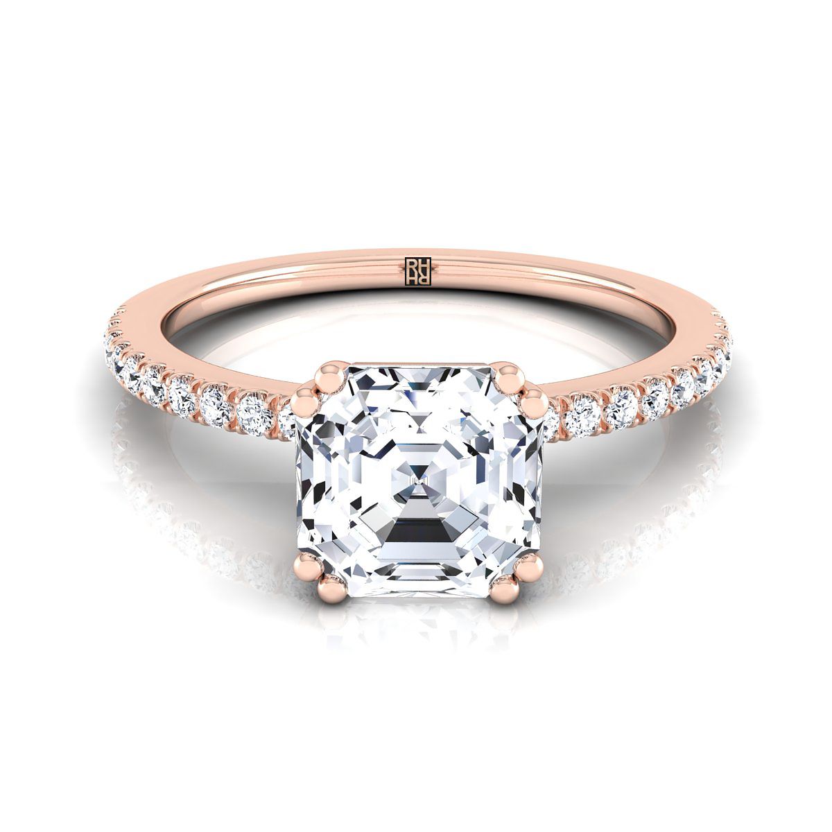 The Kelly asscher engagement ring setting in 14K Rose Gold | RockHer