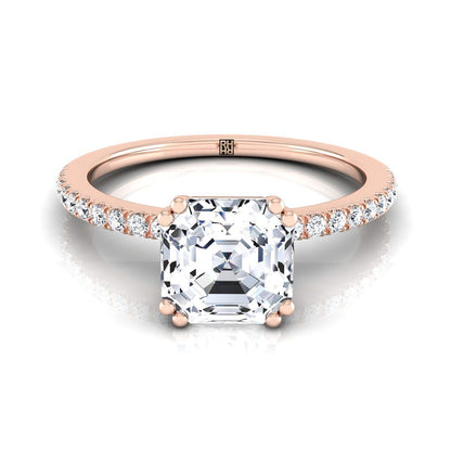 The Kelly Select Pavé Engagement Ring with Lab Diamond in 14K Rose Gold - view 1