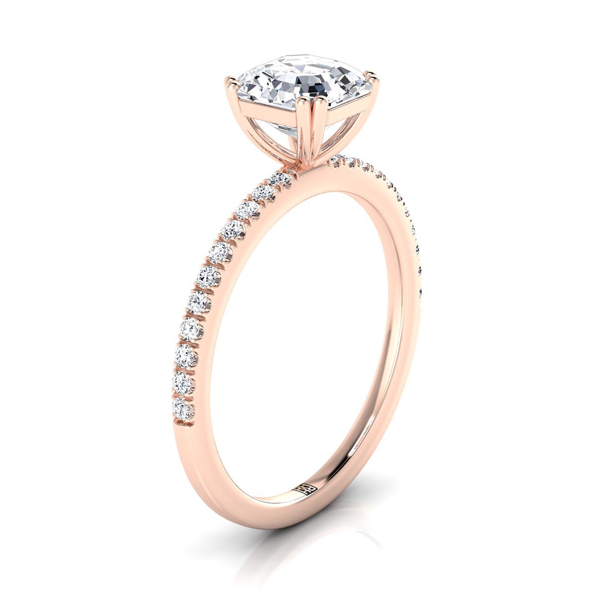 Select Pavé Cut styling on The Kelly asscher engagement ring setting | RockHer