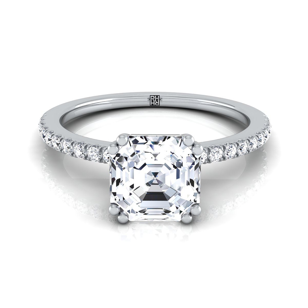 The Kelly asscher engagement ring setting in Platinum | RockHer