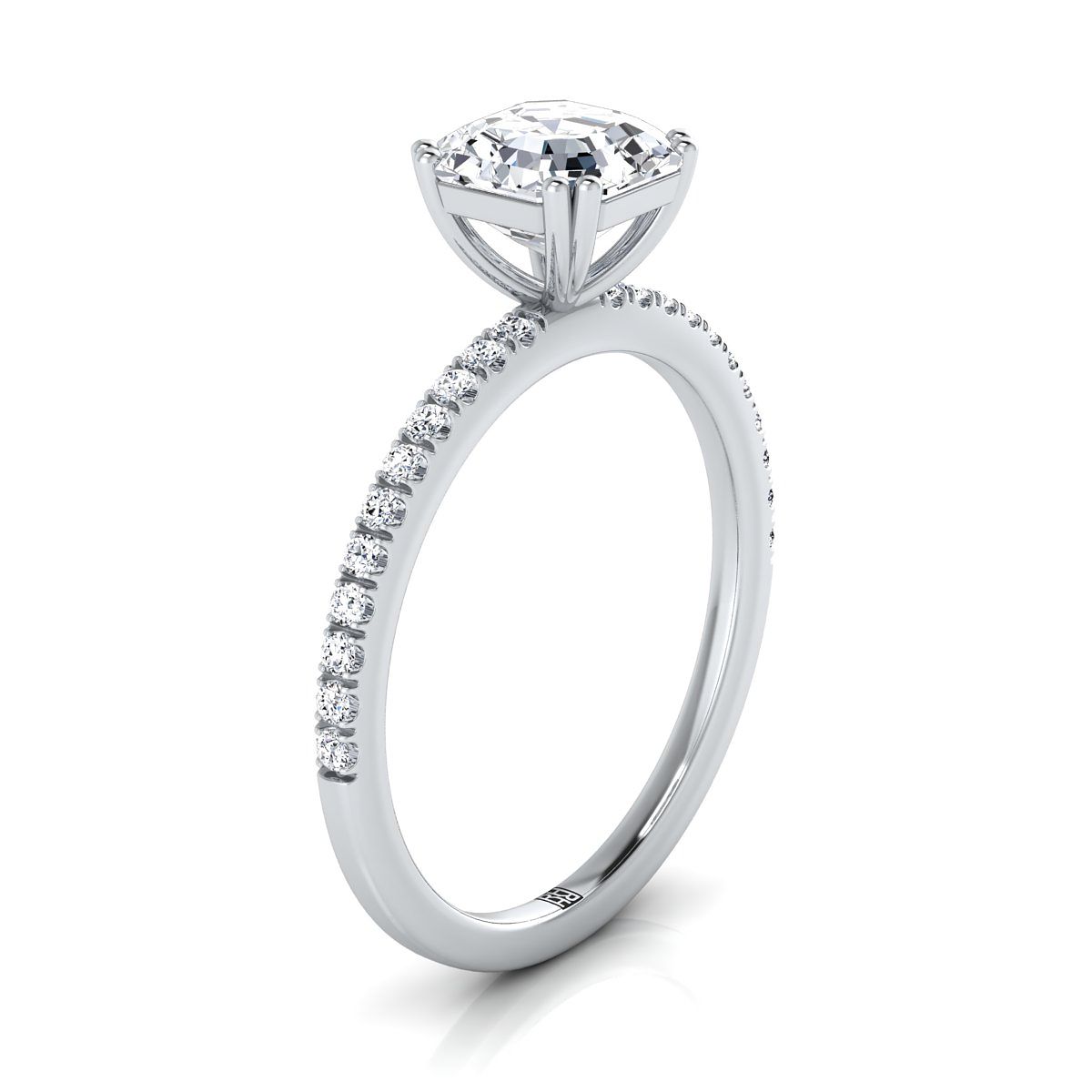 Select Pavé Cut styling on The Kelly asscher engagement ring setting | RockHer