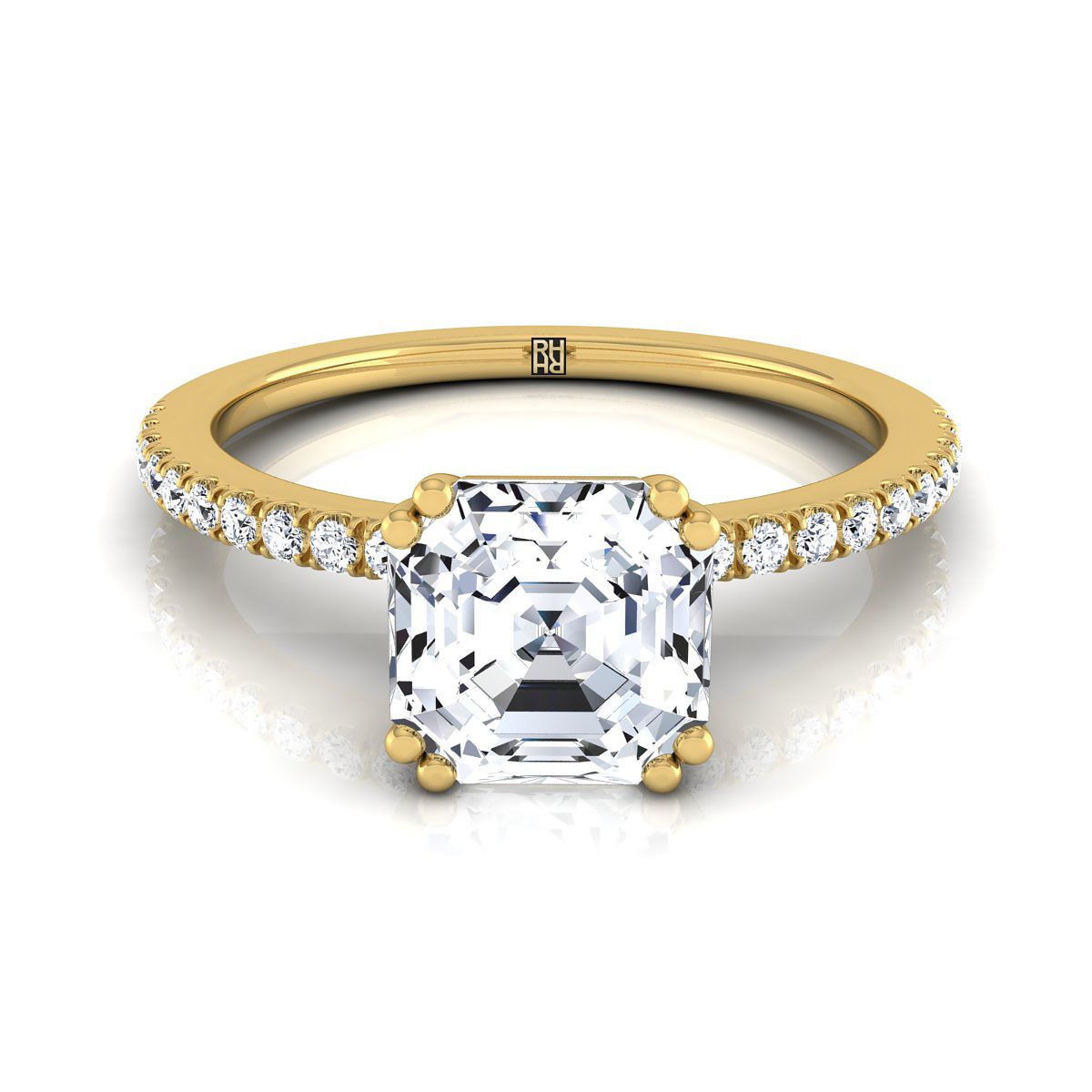 The Kelly asscher engagement ring setting in 18K Yellow Gold | RockHer