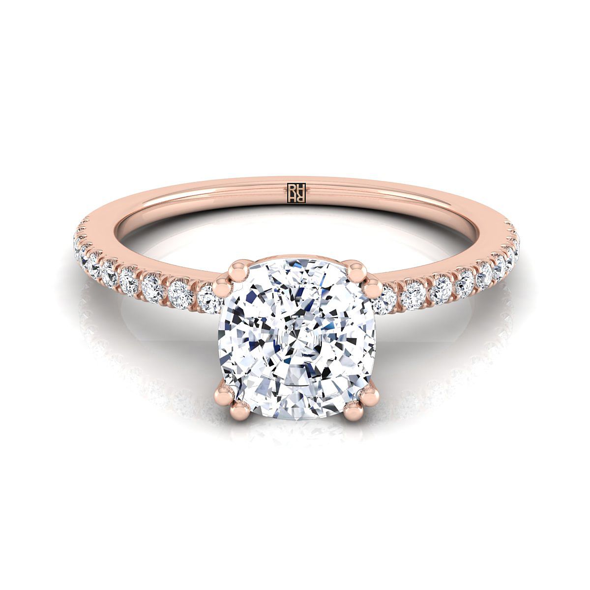 The Kelly cushion engagement ring setting in 14K Rose Gold | RockHer