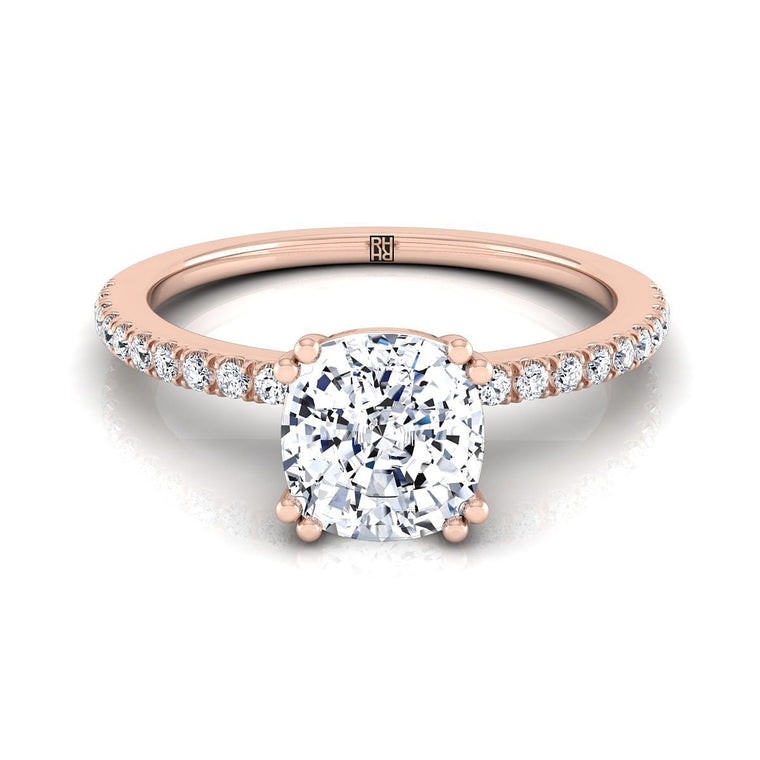 The Kelly Select Pavé Cushion Cut Lab Diamond Engagement Ring in 14K Rose Gold
