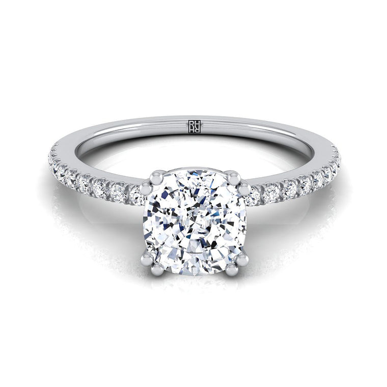 The Kelly Select Pavé Cushion Cut Lab Diamond Engagement Ring in Platinum