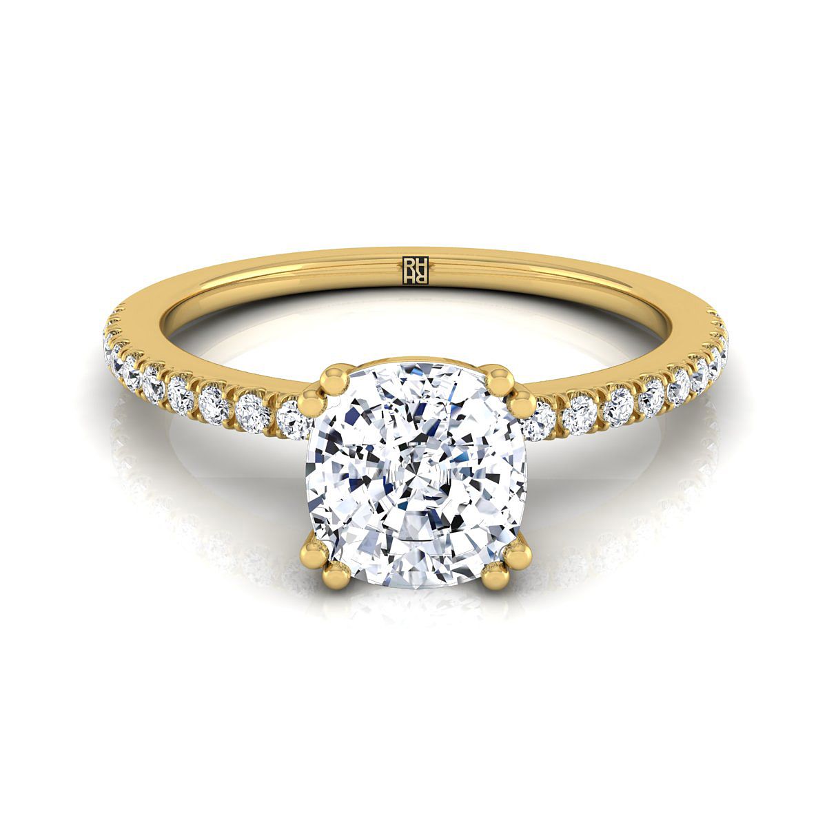 Kelly Select Pavé Cushion Cut Lab Diamond Engagement Ring in 18K Yellow Gold | RockHer
