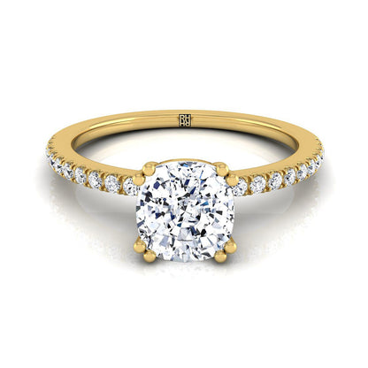 Kelly Select Pavé Cushion Cut Lab Diamond Engagement Ring in 18K Yellow Gold | RockHer