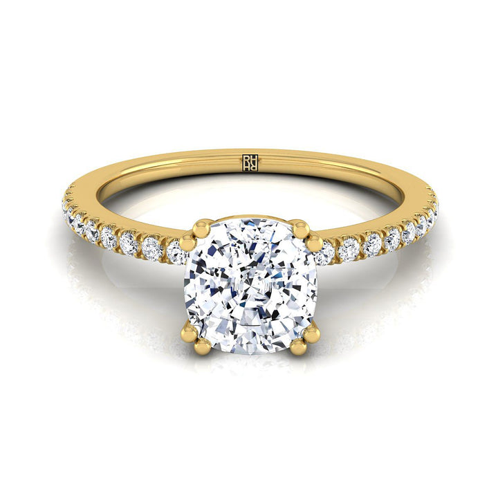 Kelly Select Pavé Cushion Cut Lab Diamond Engagement Ring in 18K Yellow Gold | RockHer