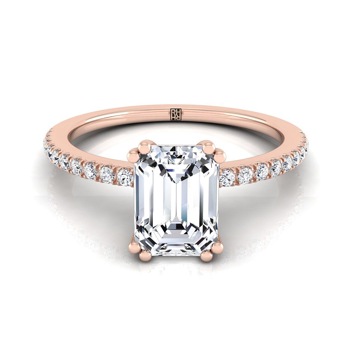The Kelly emerald engagement ring setting in 14K Rose Gold | RockHer