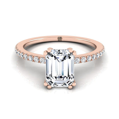 The Kelly Select Pavé Engagement Ring with Lab Diamond in 14K Rose Gold - view 1