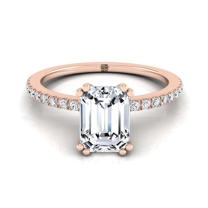 The Kelly Select Pavé Engagement Ring with Lab Diamond in 14K Rose Gold - view 1