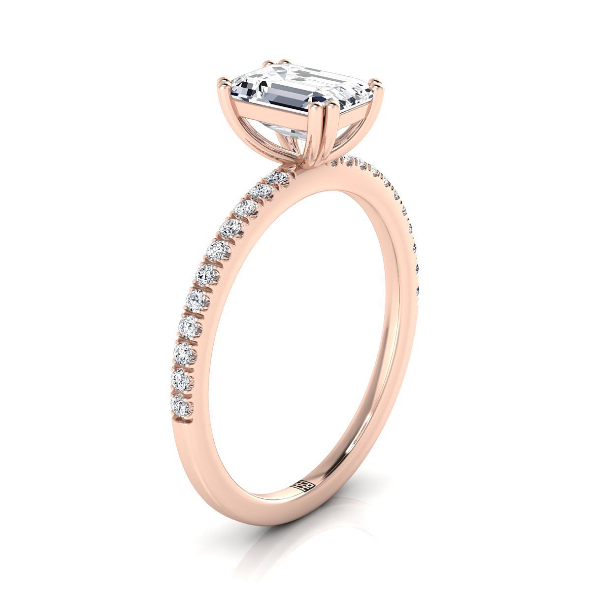 Select Pavé Cut styling on The Kelly emerald engagement ring setting | RockHer