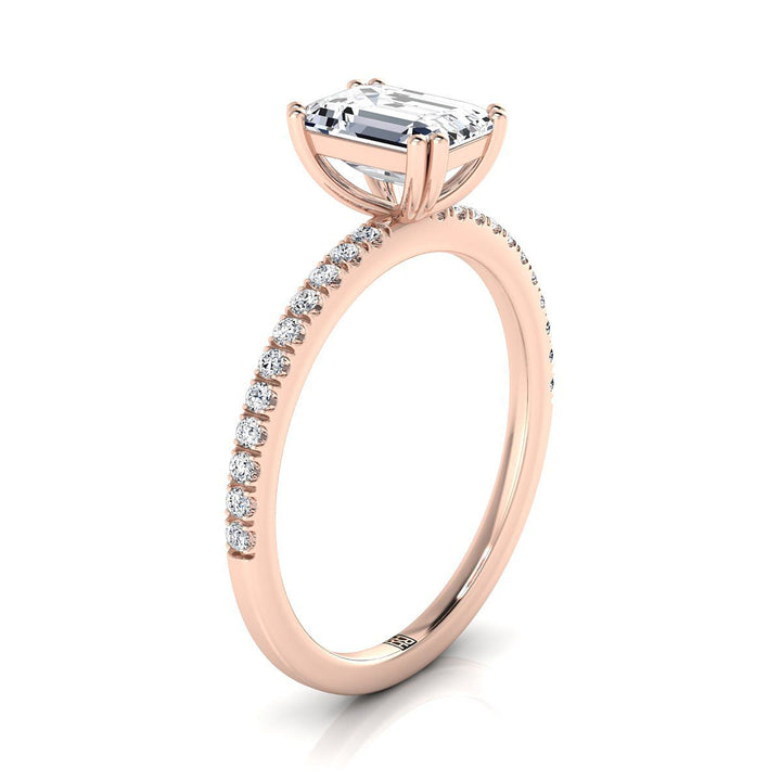 The Kelly Select Pavé Engagement Ring with Lab Diamond in 14K Rose Gold - view 2